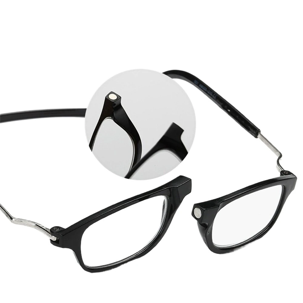 (image for) 2pcs Magnetic Neck Mounted Lightweight Reading Glasses Adjustable Temples Anti-Fall Anti-drop Presbyopic Eyeglasses