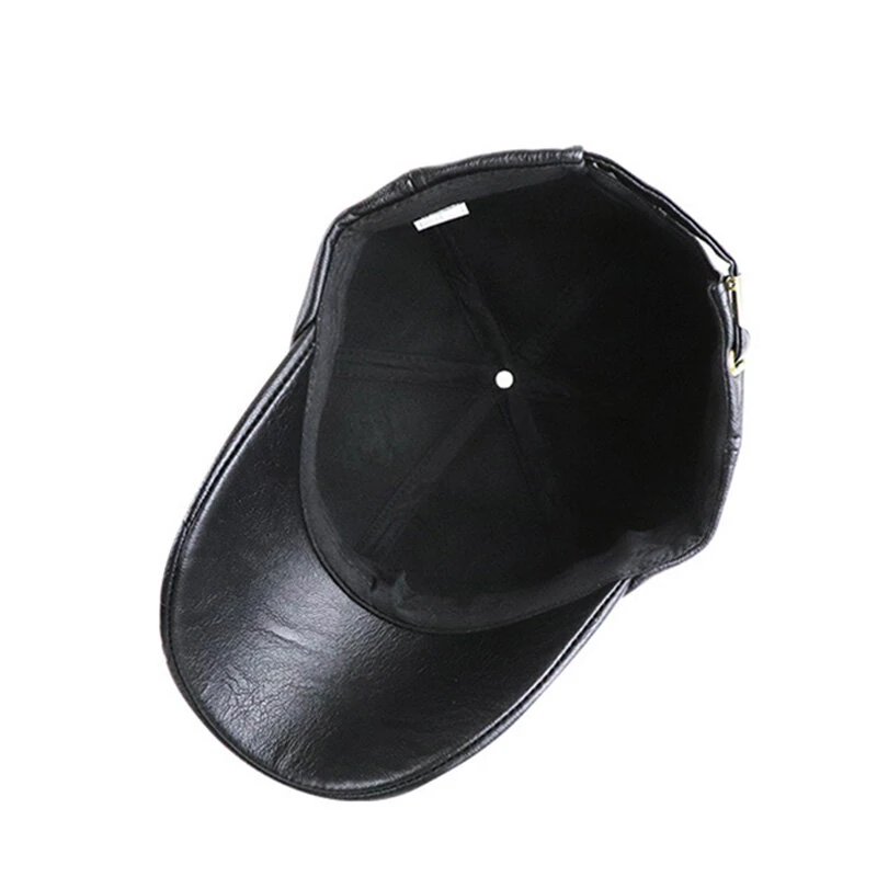 (image for) Collrown Fashion Baseball Cap Outdoor Men's Adjustable PU Leather Hat Letters Embossed Casual Hats Women Unisex Sport Sun Visor Hat
