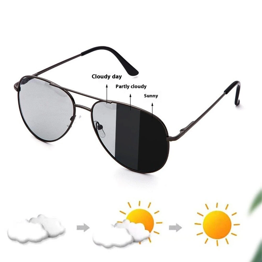(image for) Photochromic Polarized Sunglasses UV400 Protection Anti-Glare Sun Glasses for Outdoor Driving Fishing with Case